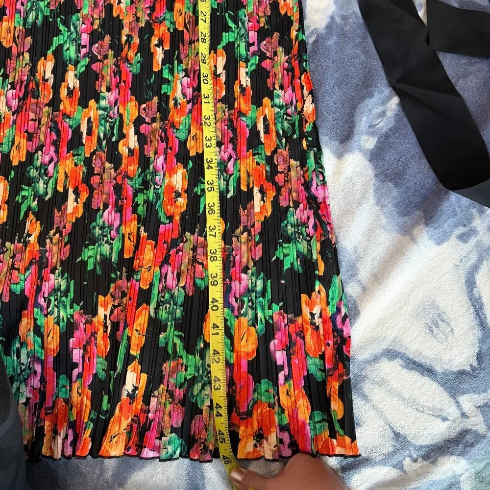 Diane von Furstenberg Vintage Autumn Plissé Floral Midi Dress – Size XL EUC - Picture 6 of 7
